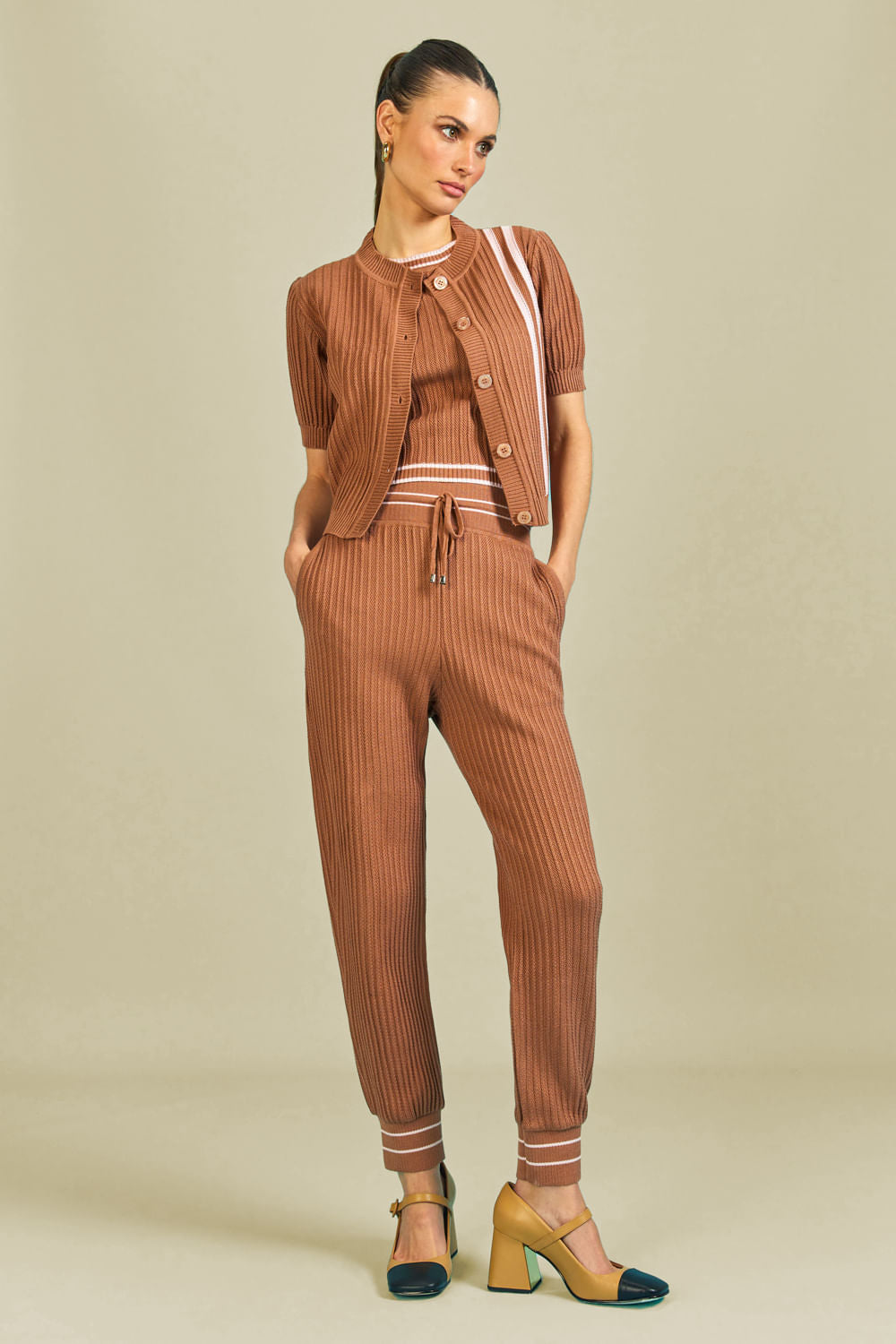 Calça Tricot Nadia Bege Latte