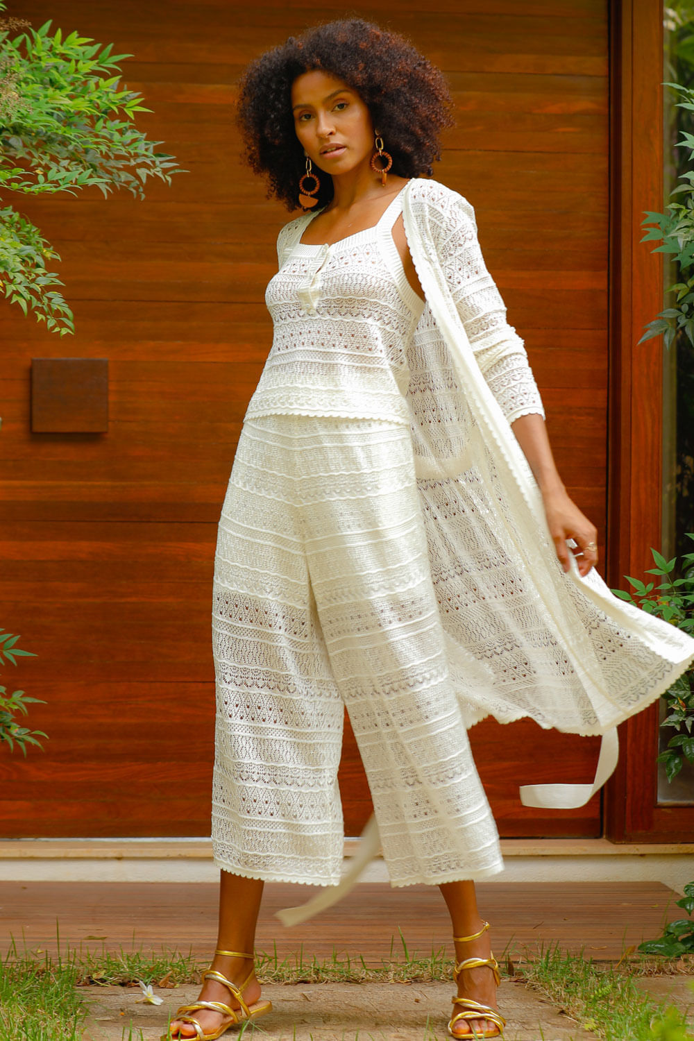 Calça Tricot Pantacourt Clara Off White