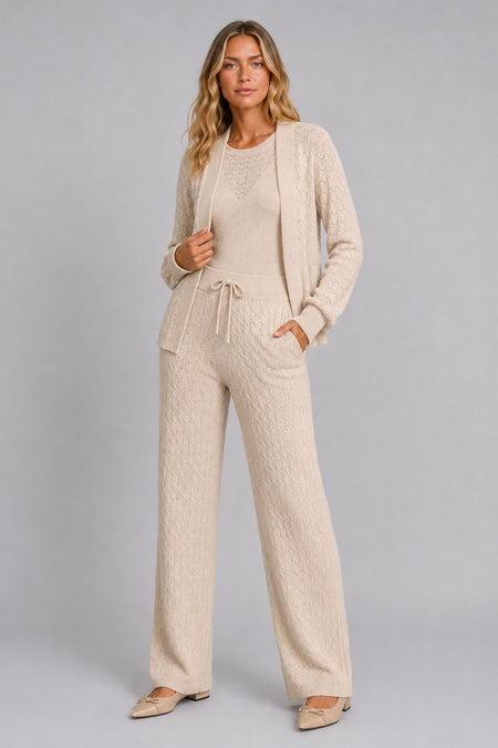 Casaco Tricot Blanche Bege Areia