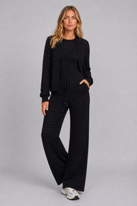 Calça Tricot Pantalona Blanche Preto