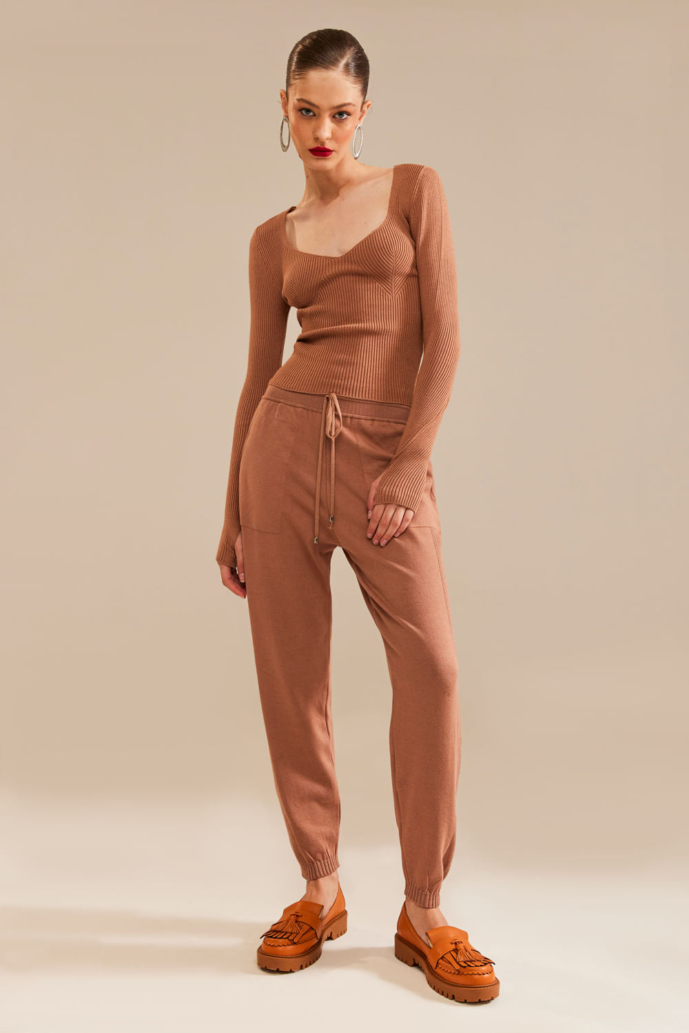 Calça Tricot Sofia Bege Tan