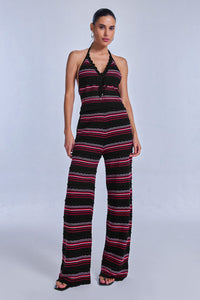 Calça Tricot Solange Preto E Rosa Candy