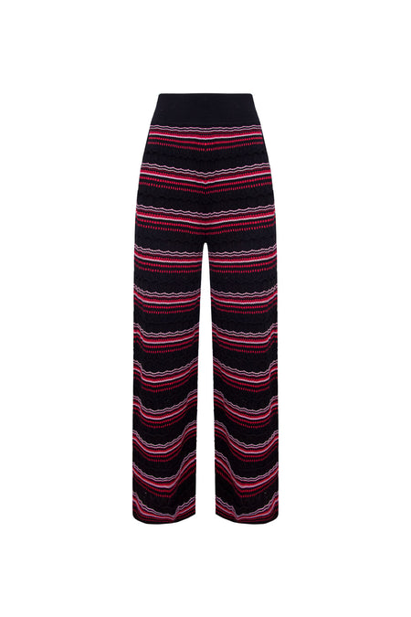 Calça Tricot Solange Preto E Rosa Candy