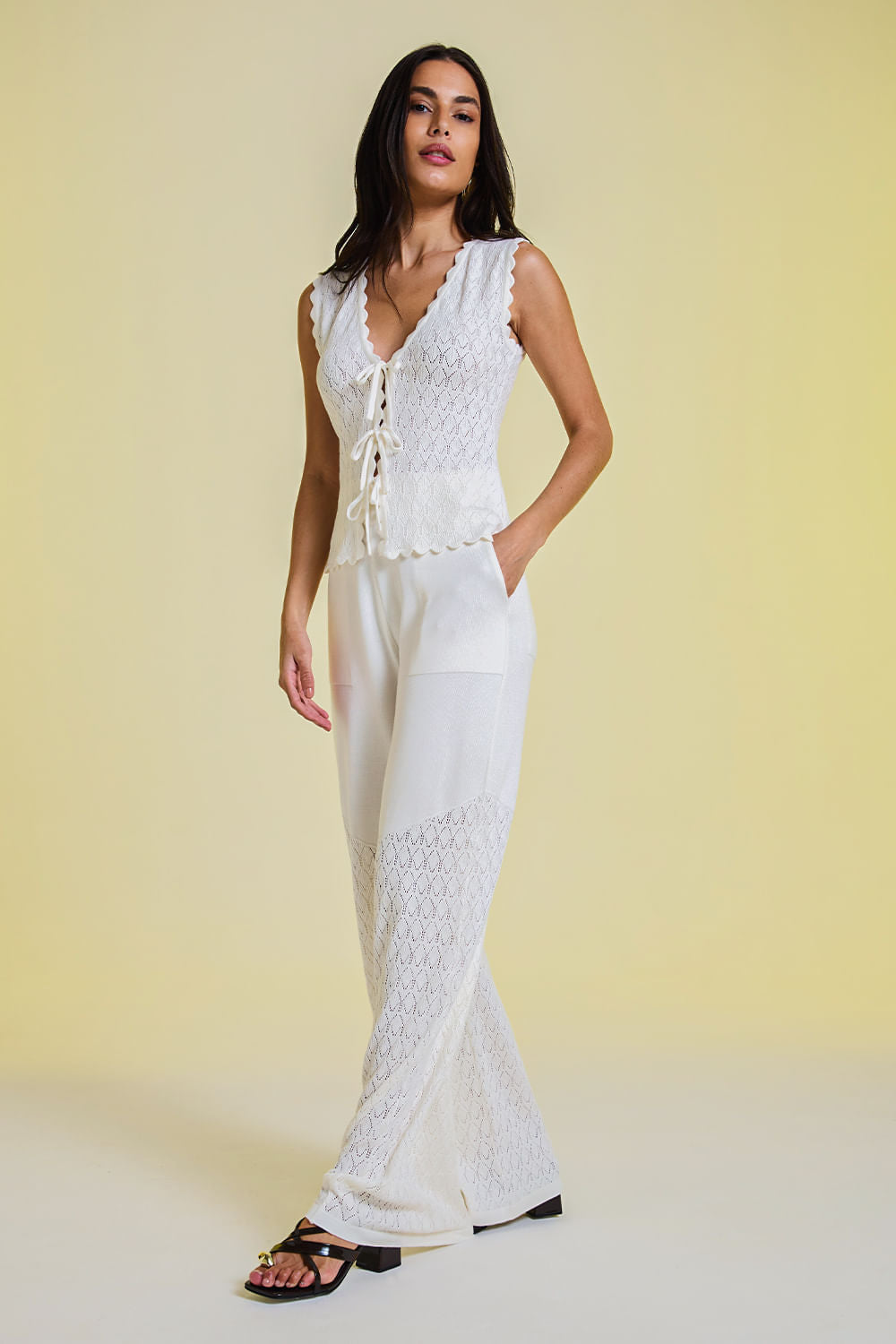 Calça Tricot Valentina Off White
