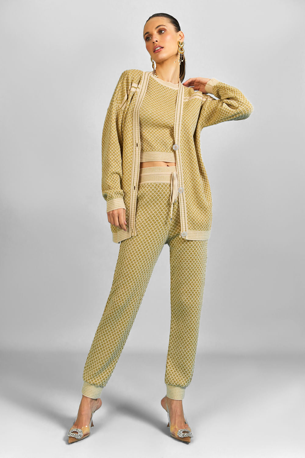 Casaco Tricot Yara Lurex Dourado