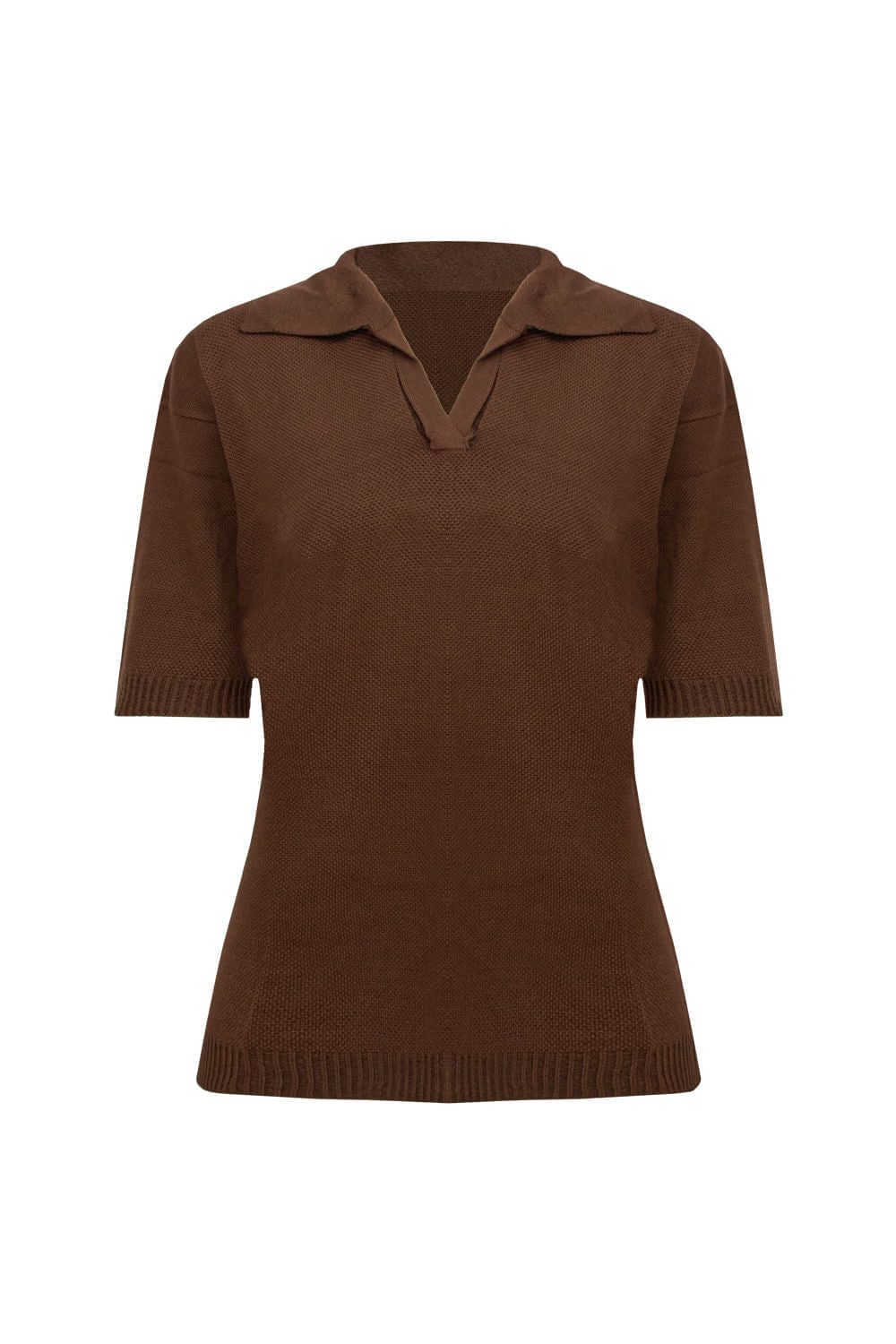 Camisa Tricot Leda Manga Curta Cacau