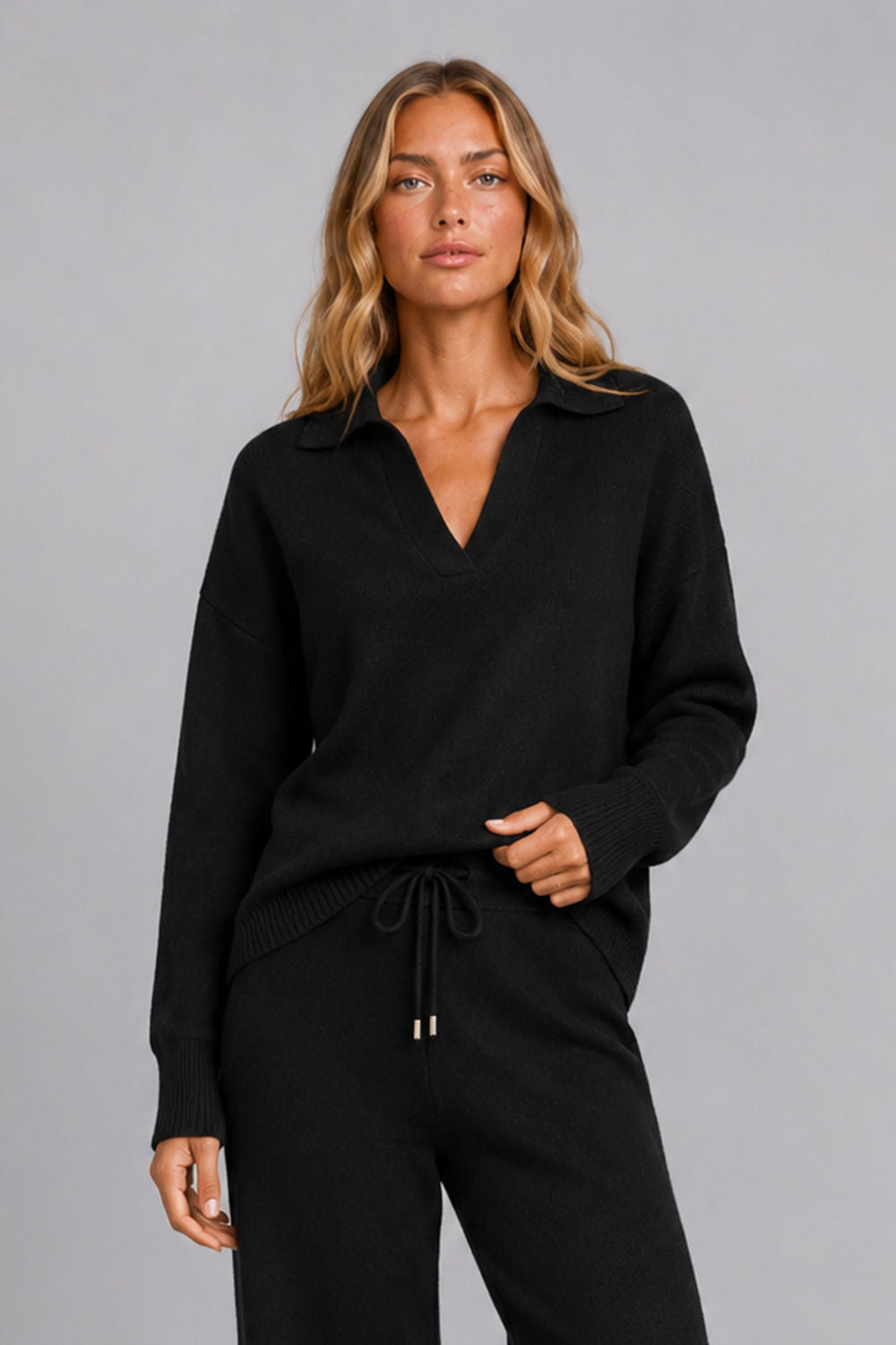 Camisa Tricot Leda Manga Longa Preto