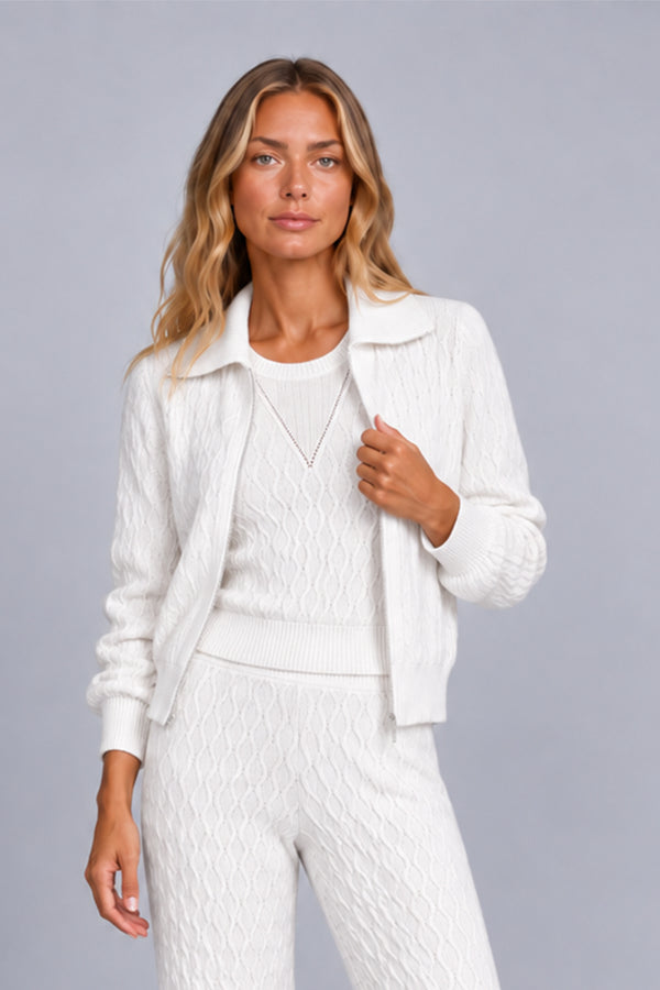 Jaqueta Tricot Flora Off White