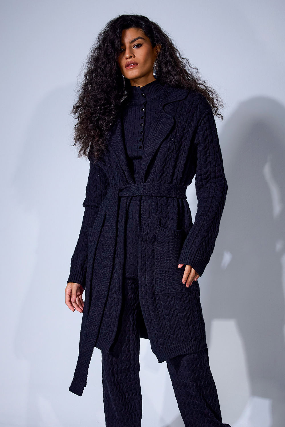 Casaco Tricot Bianca Preto
