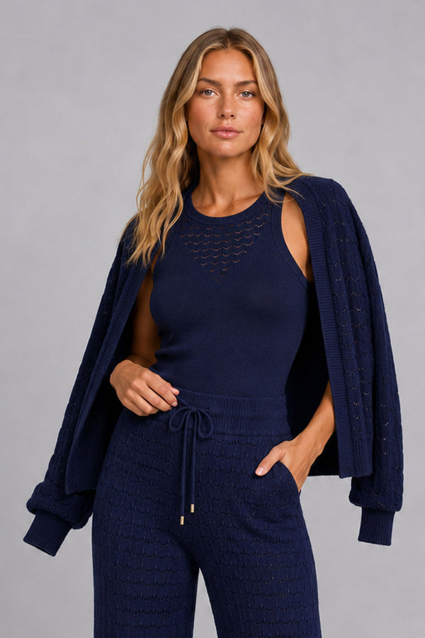 Casaco Tricot Blanche Azul Marinho