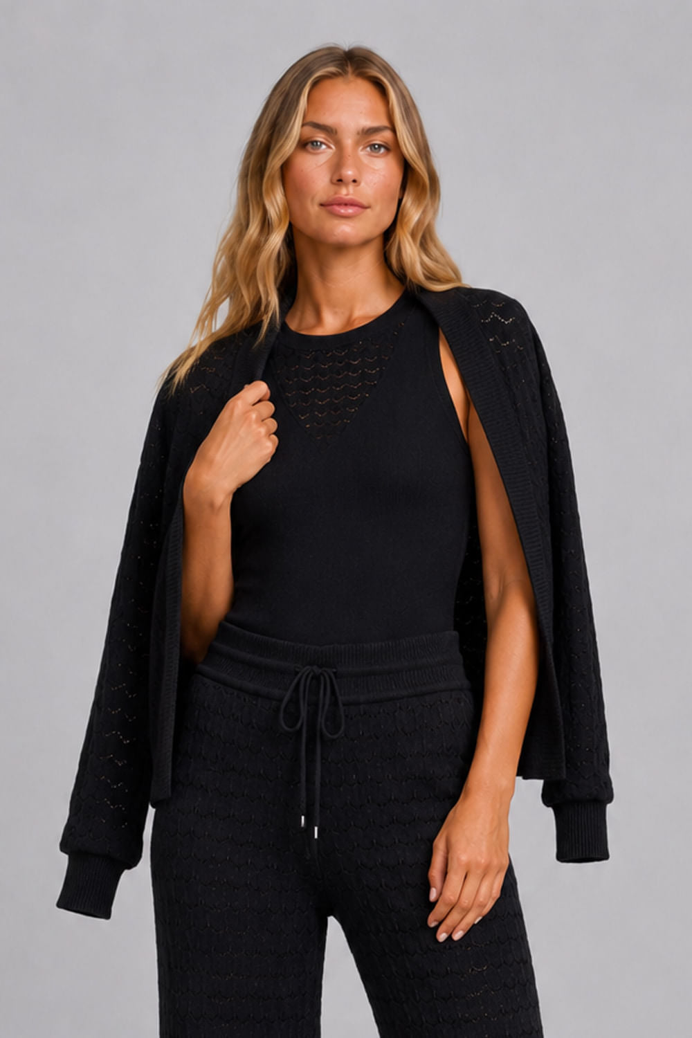Casaco Tricot Blanche Preto