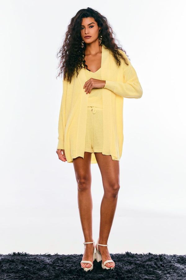 Conjunto Tricot Carina Amarelo Manteiga