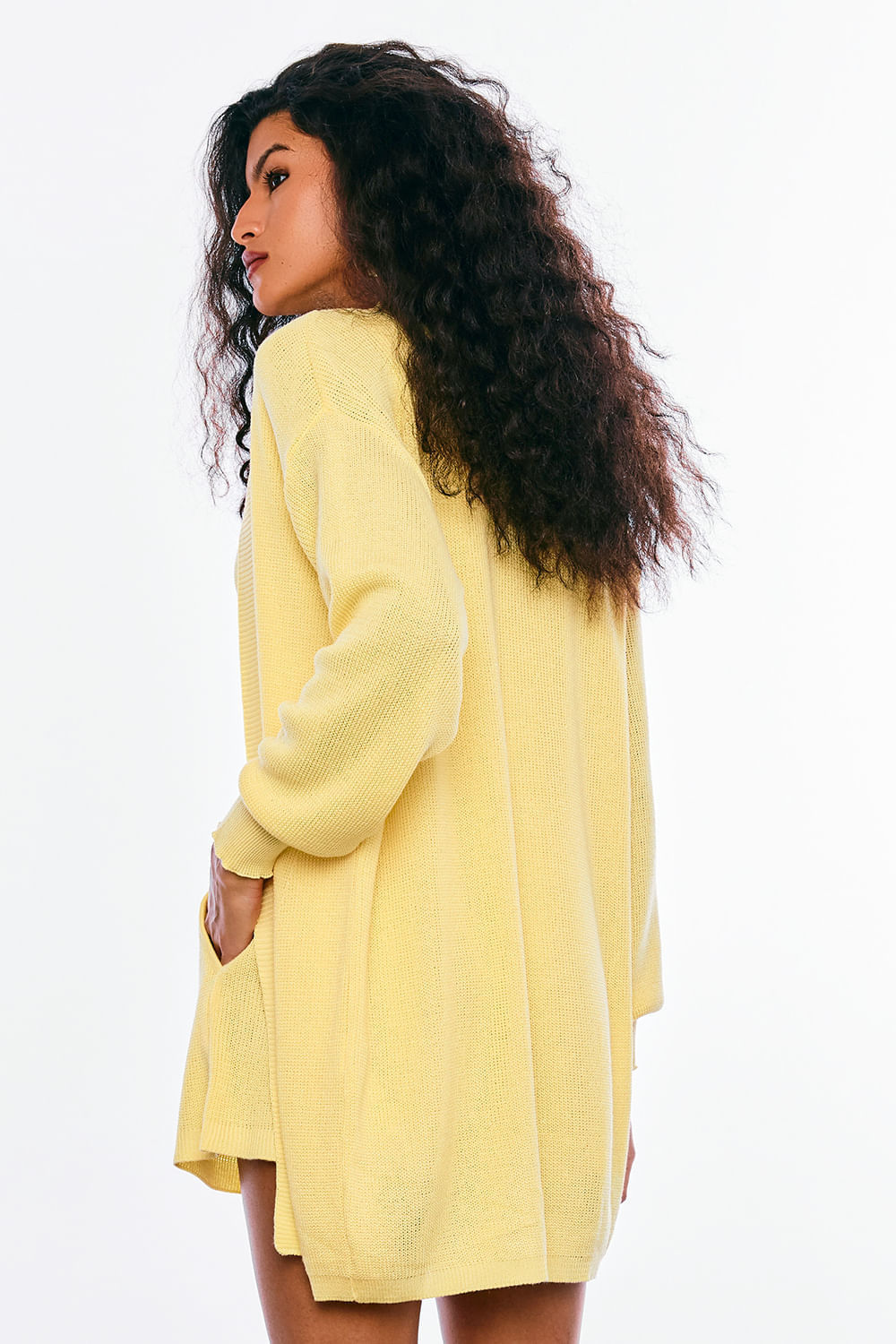 Casaco Tricot Carina Amarelo Manteiga