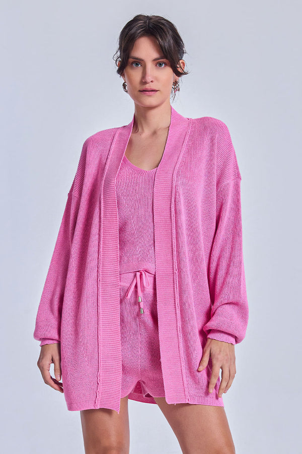 Casaco Tricot Carina Rosa Candy