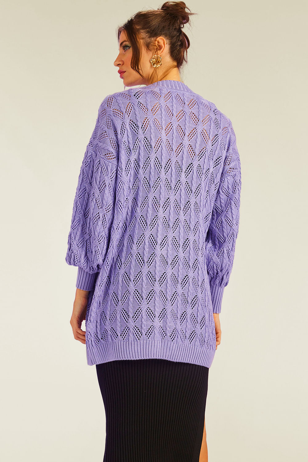 Casaco Tricot Elizabeth Lilás Imperial