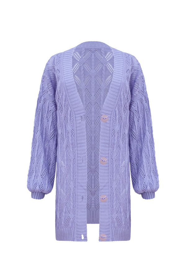 Casaco Tricot Elizabeth Lilás Imperial