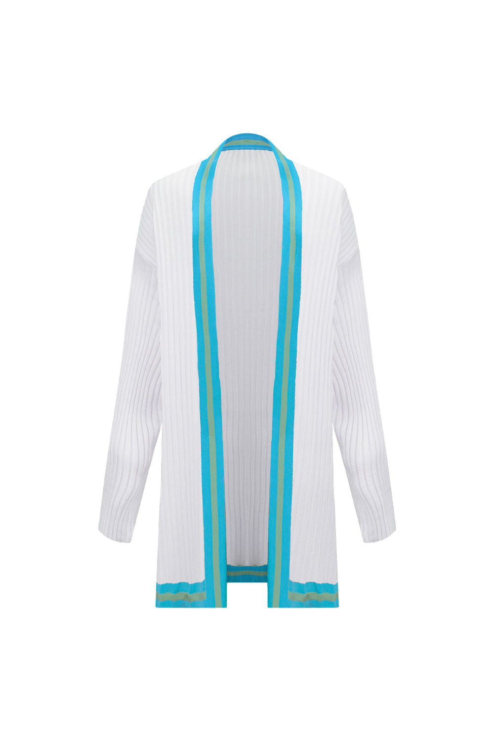 Casaco Tricot Flavia Off White e Azul Mergulho