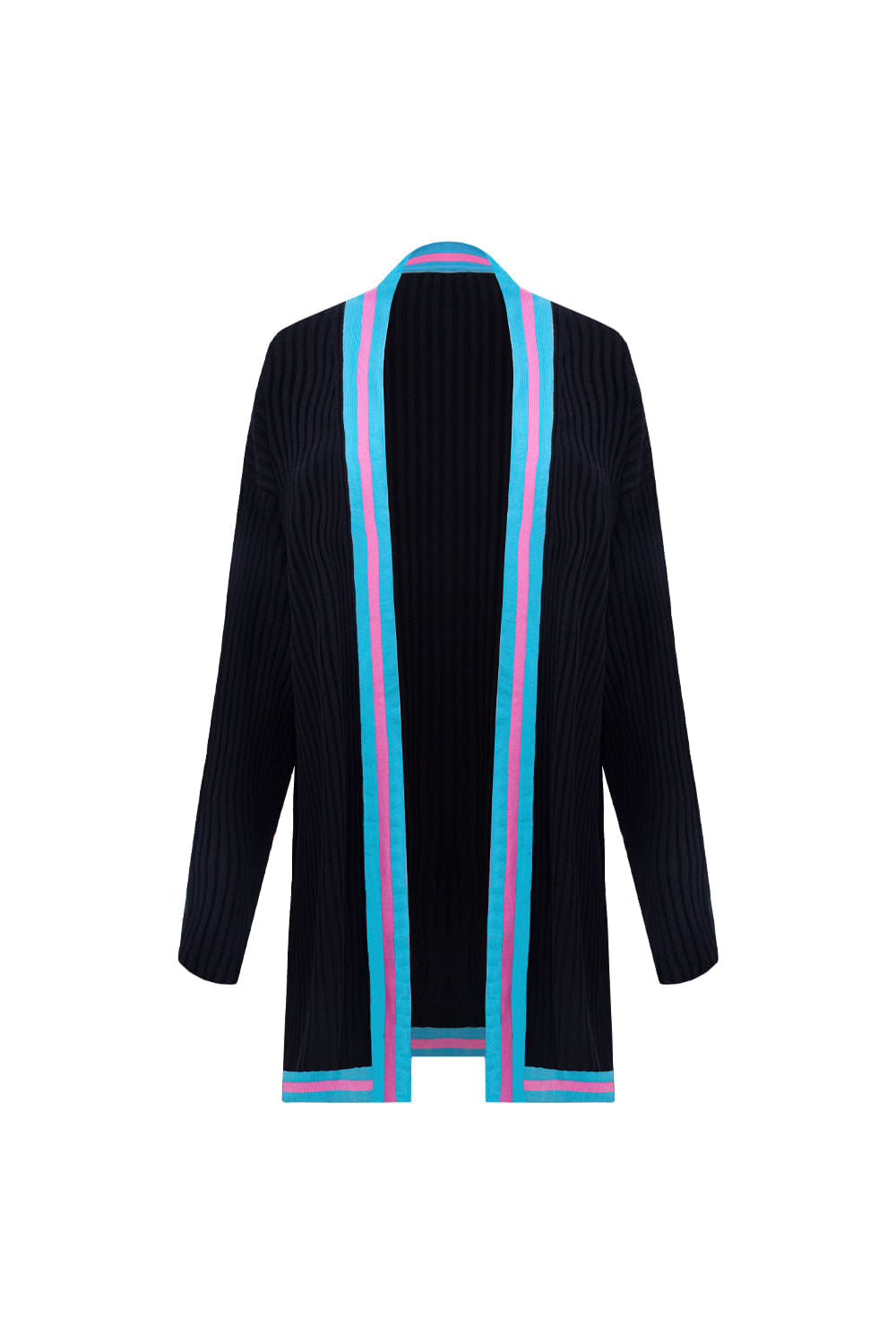 Casaco Tricot Flavia Preto e Azul Mergulho