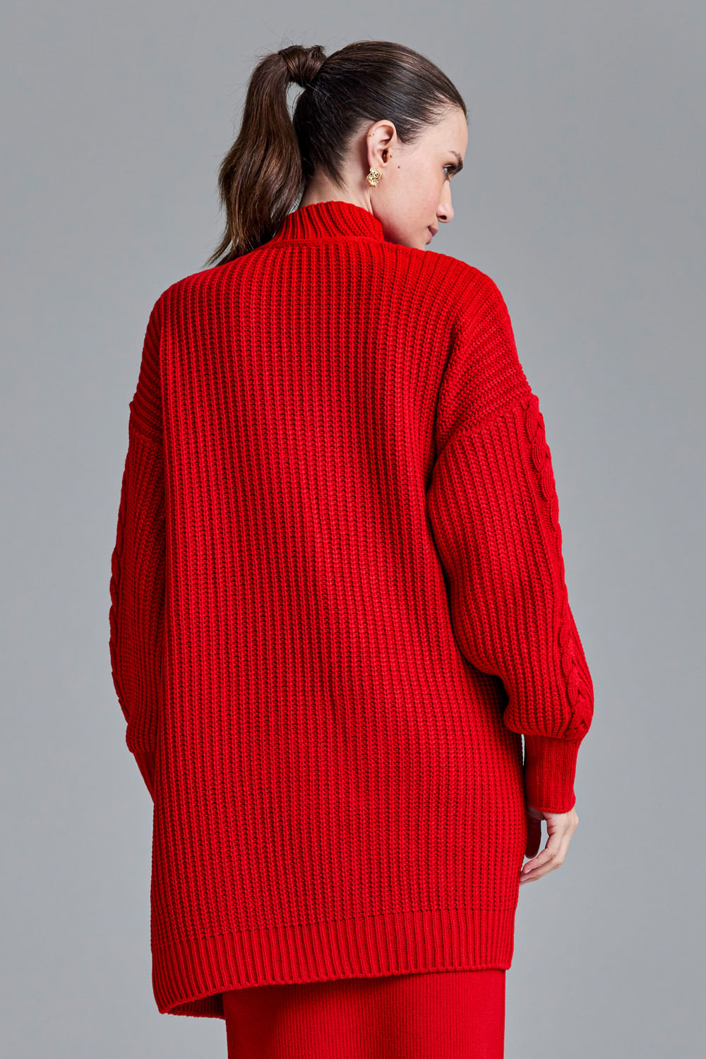 Casaco Tricot Joana Vermelho Hibisco