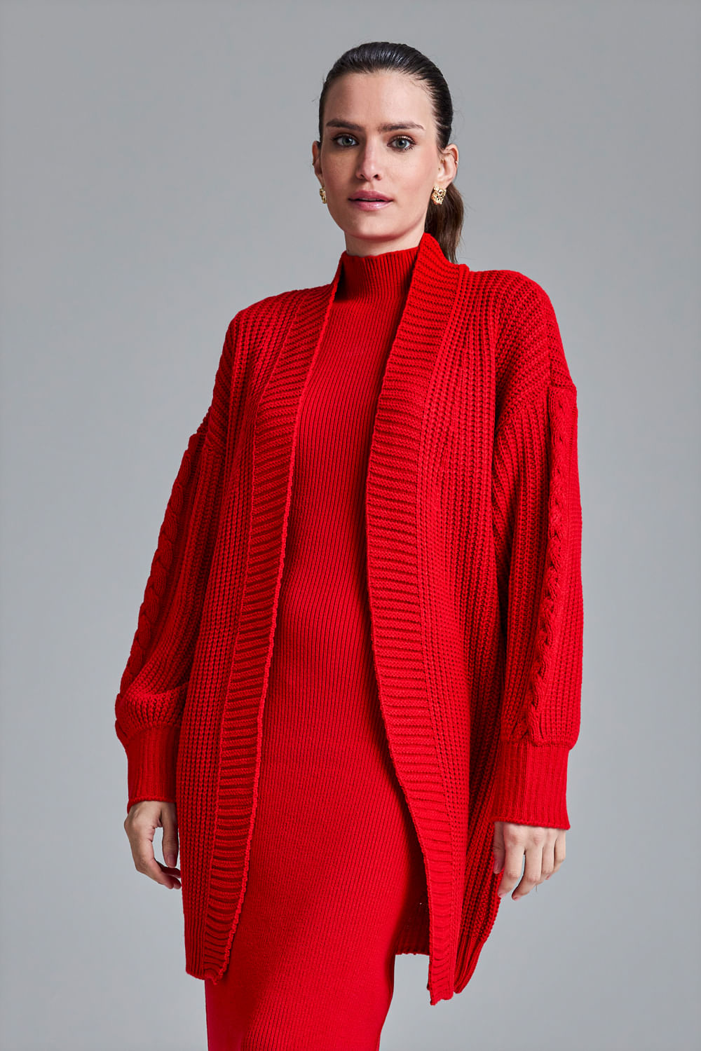 Casaco Tricot Joana Vermelho Hibisco