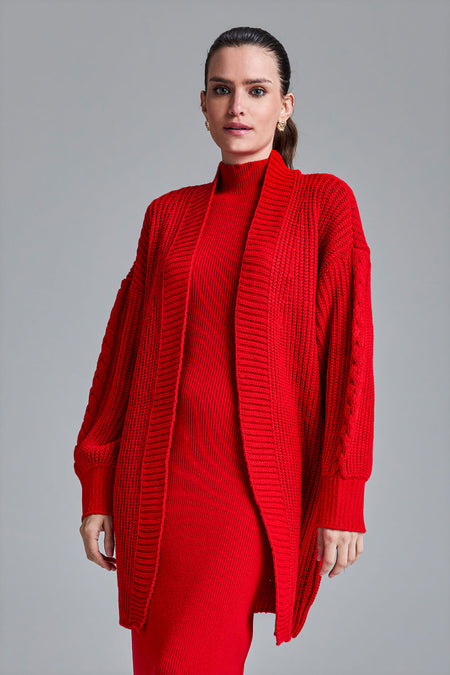 Casaco Tricot Joana Vermelho Hibisco