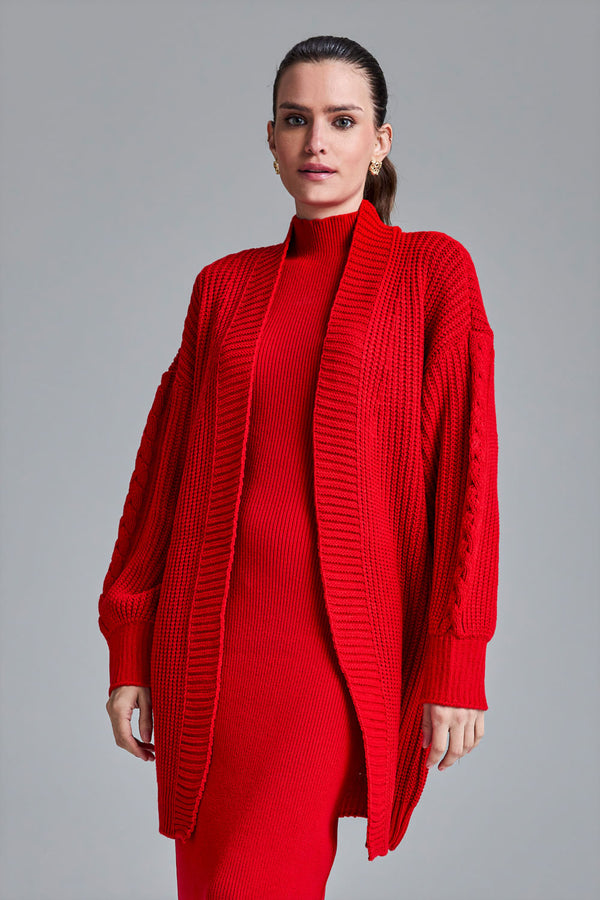 Casaco Tricot Joana Vermelho Hibisco