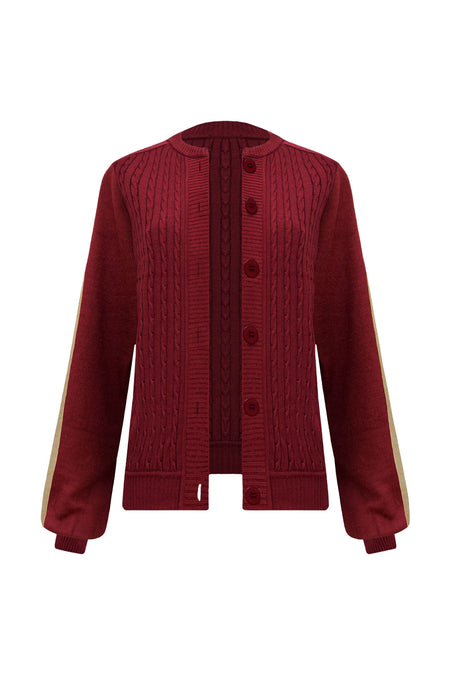 Casaco Tricot Lara Marsala E Areia