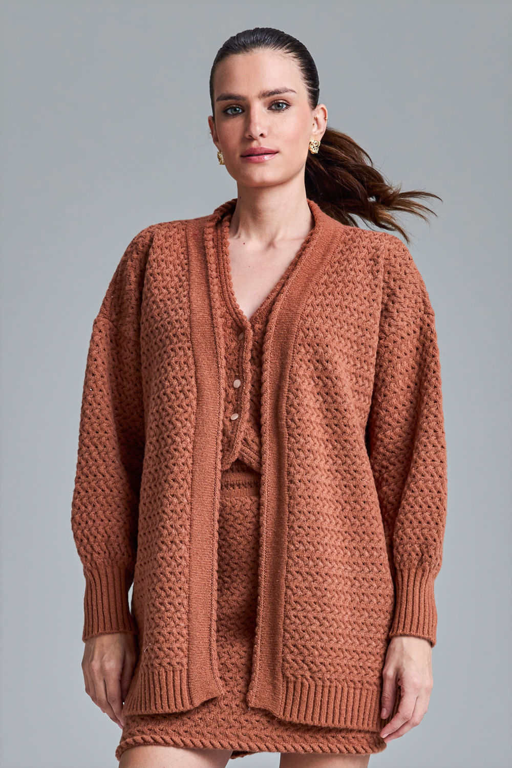 Casaco Tricot Liliane Terracota