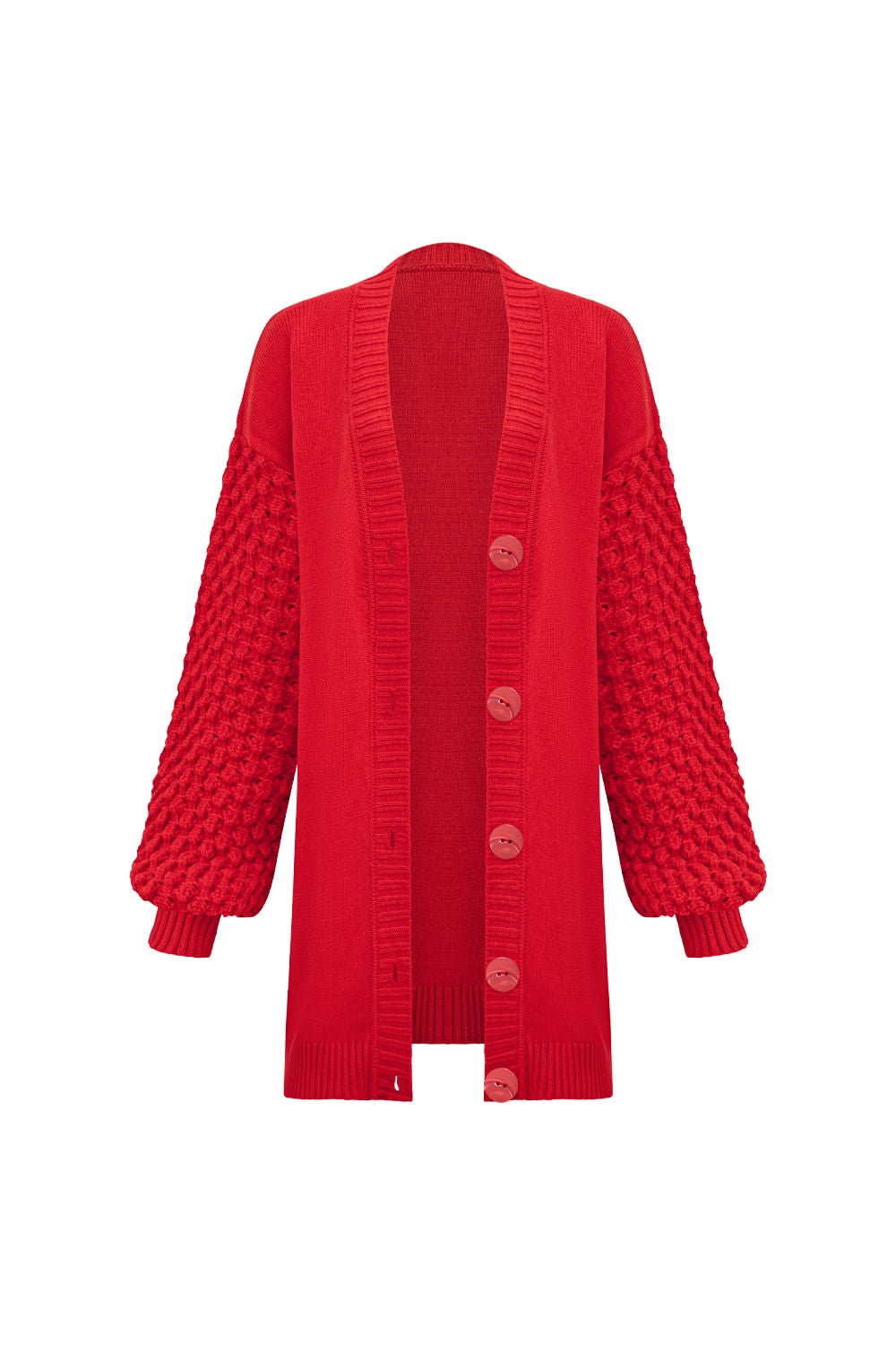 Casaco Tricot Serena Vermelho Hibisco