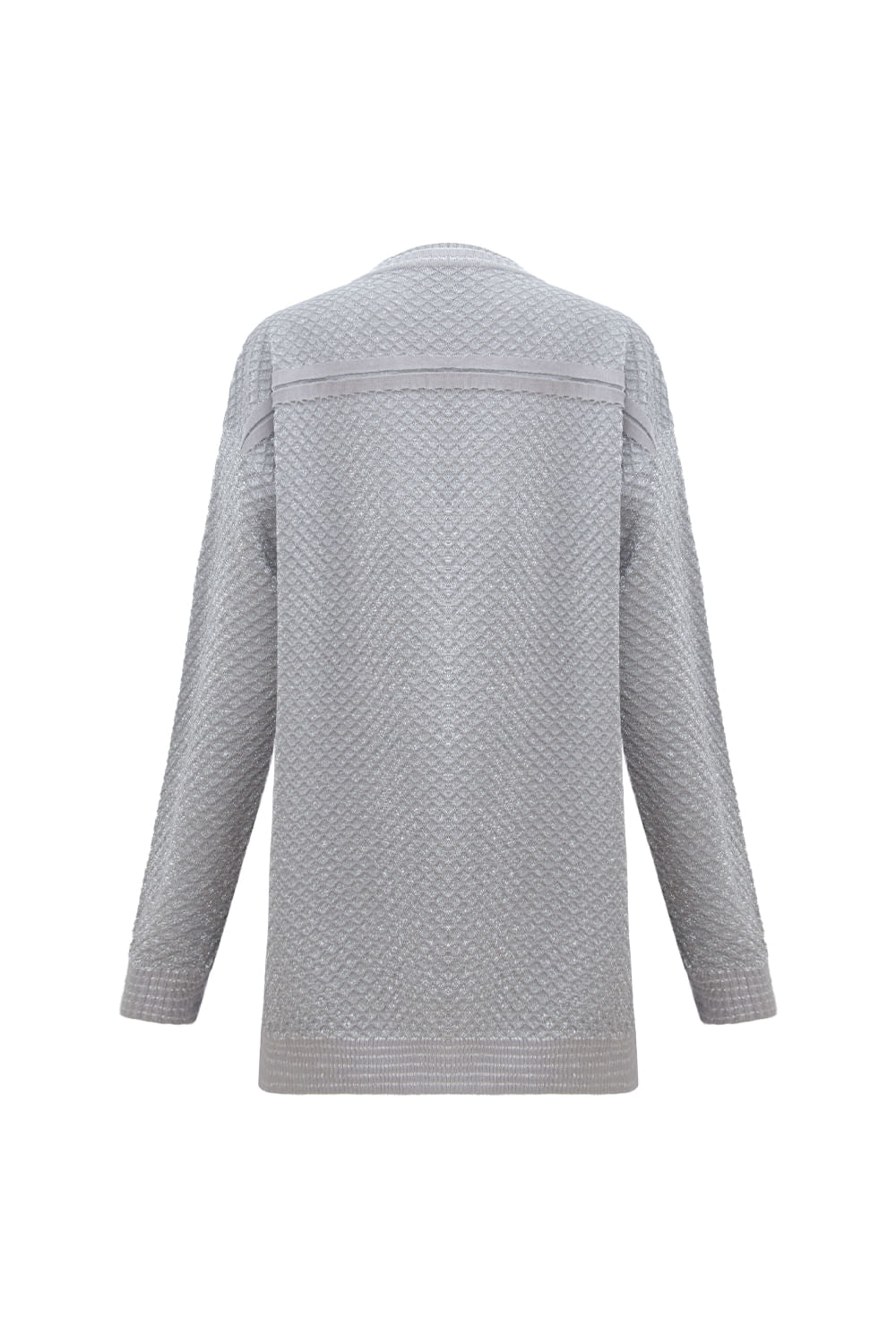 Casaco Tricot Yara Lurex Cinza Claro