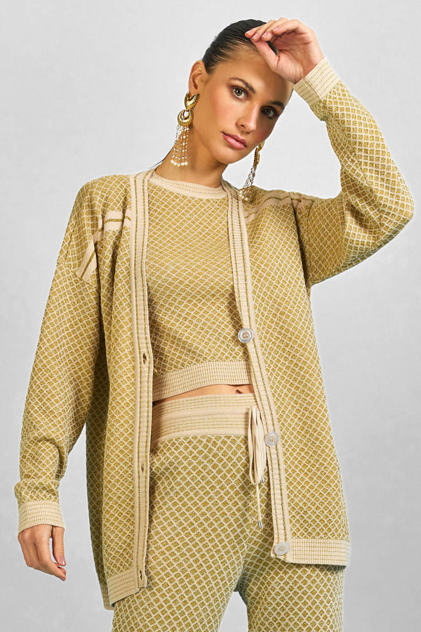 Casaco Tricot Yara Lurex Dourado