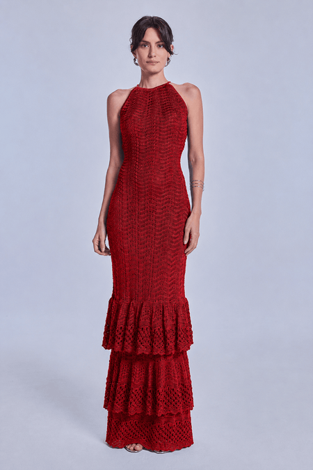 Vestido Tricot Midi Selma Vermelho