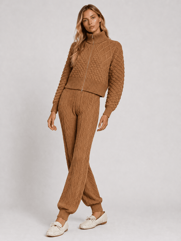 Conjunto Tricot Rose Amêndoa
