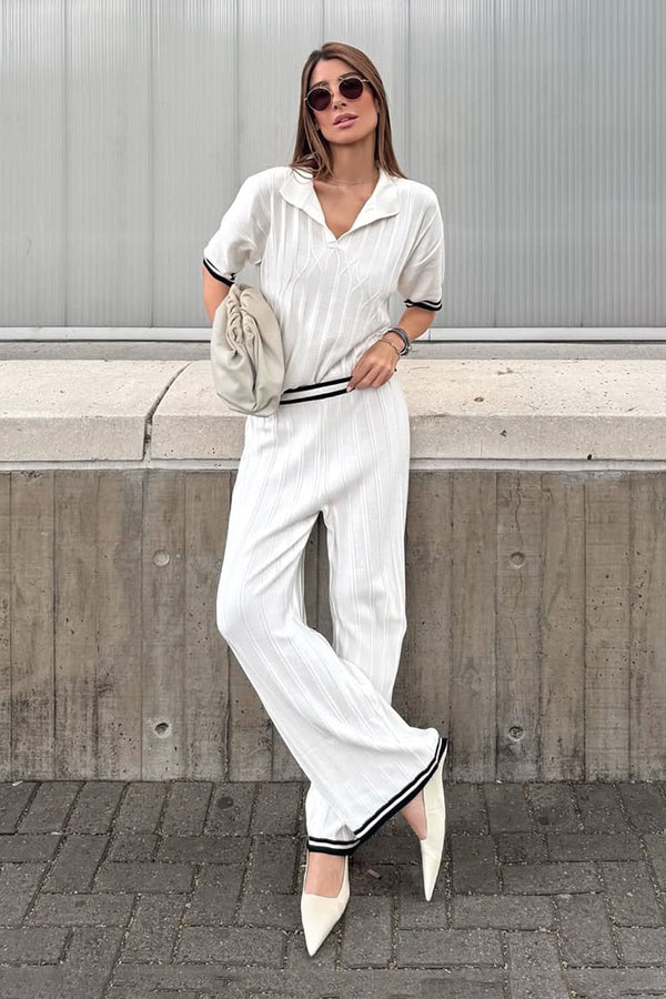 Calça Tricot Alice Off White e Preto