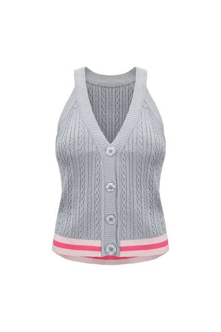 Conjunto Colete + Saia Curta Celina Cinza Claro