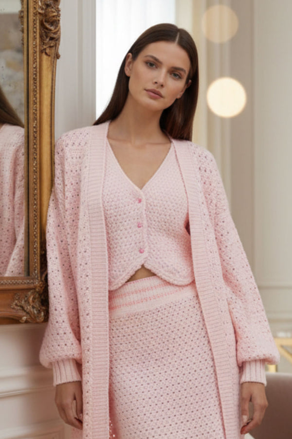 Colete Tricot Liliane Rosa Quartzo