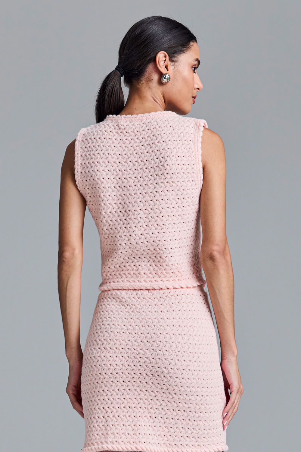 Colete Tricot Liliane Rosa Quartzo