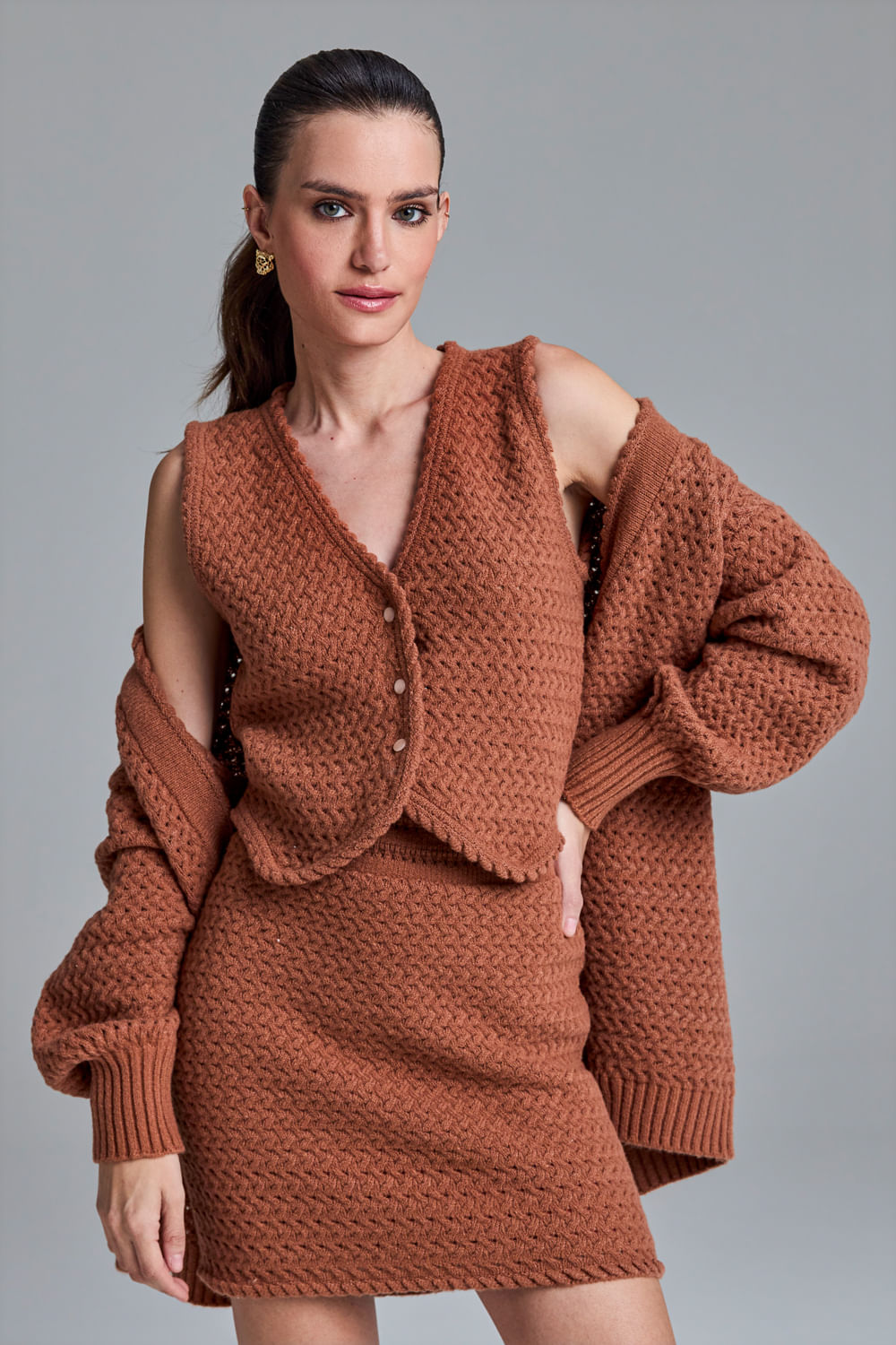 Colete Tricot Liliane Terracota