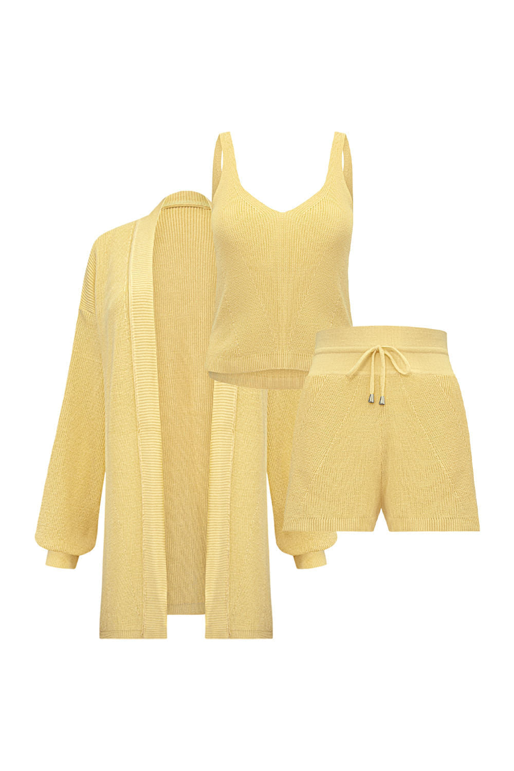 Conjunto Tricot Carina Amarelo Manteiga