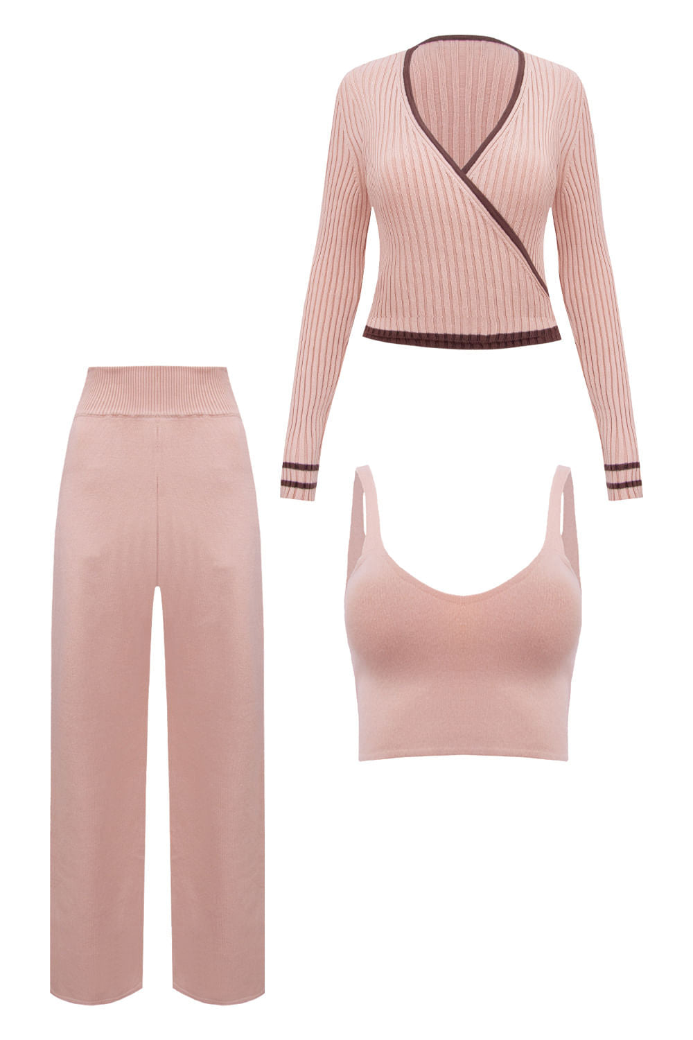 Conjunto Tricot Catarina Rosa Ballet e Cacau