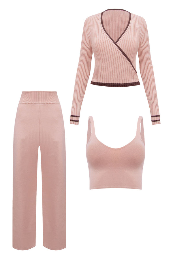 Conjunto Tricot Catarina Rosa Ballet e Cacau