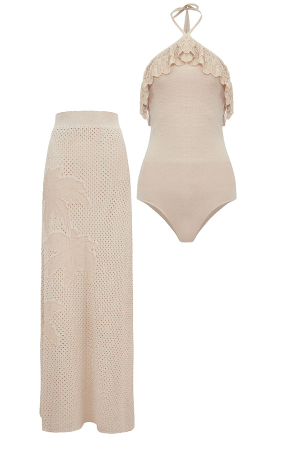 Conjunto Tricot Tropical Bege Creamy