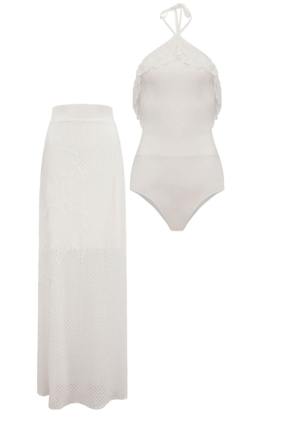 Conjunto Tricot Tropical Off White