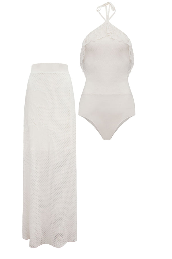 Conjunto Tricot Tropical Off White