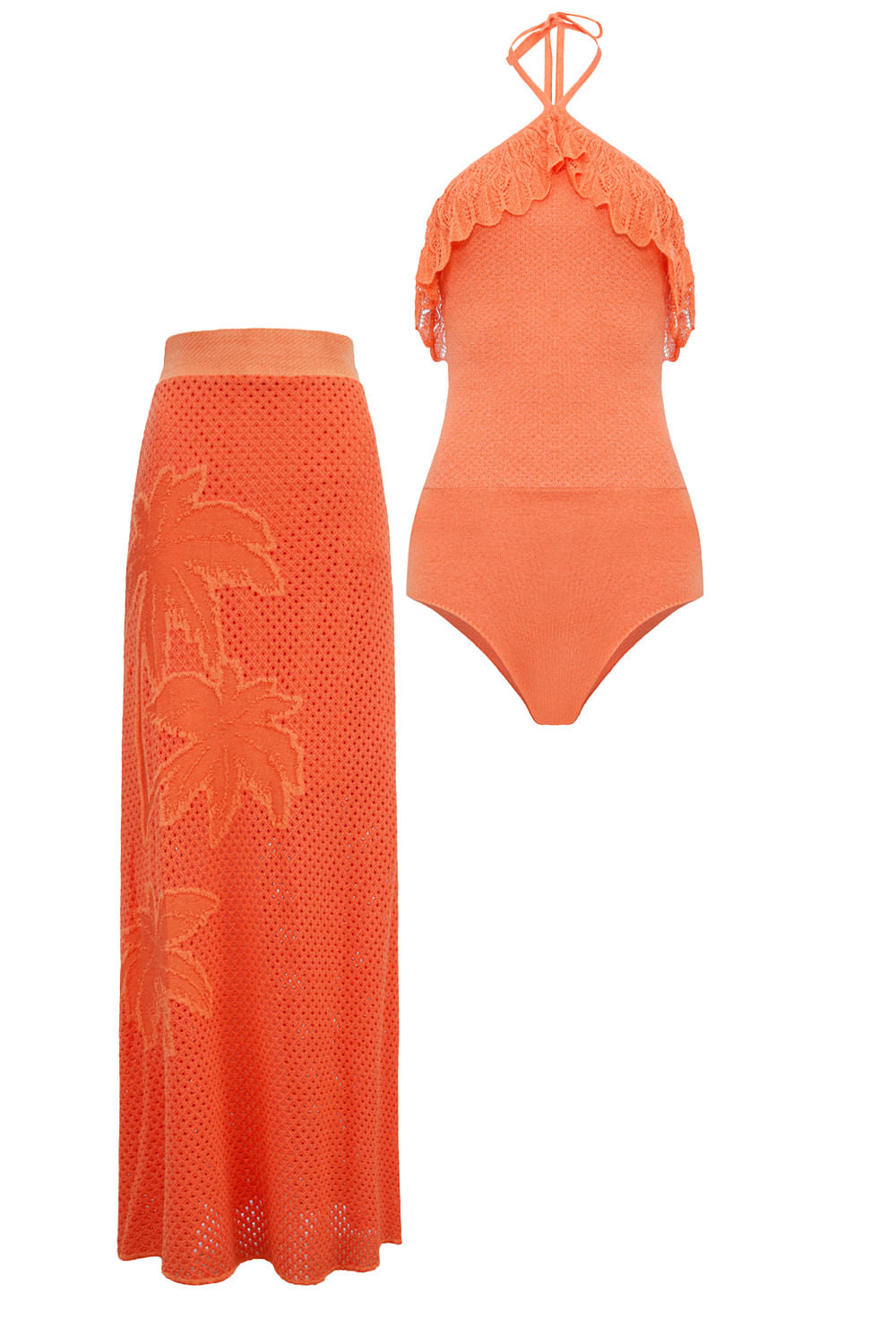 Conjunto Tricot Tropical Tangerina