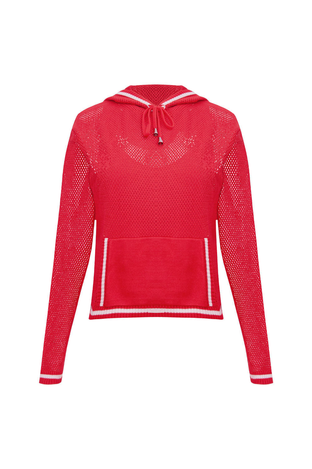 Cropped Tricot Eloá Com Top Vermelho Magma E Off White