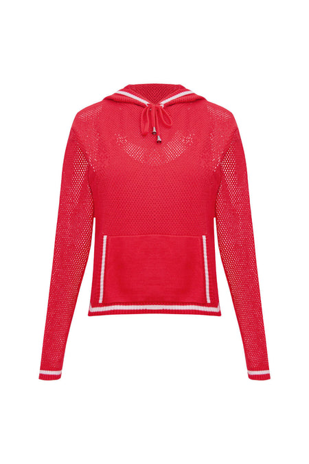 Cropped Tricot Eloá Com Top Vermelho Magma E Off White