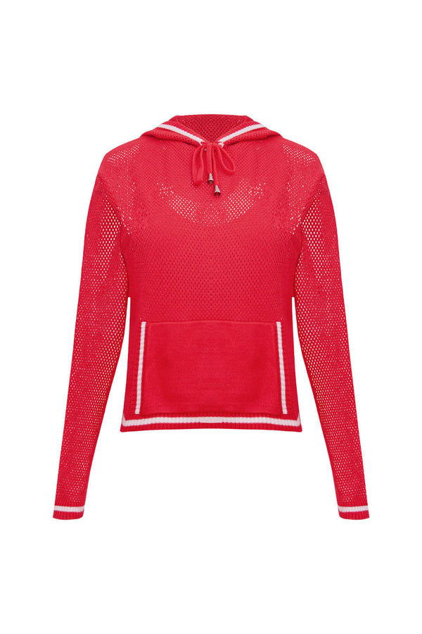 Cropped Tricot Eloá Com Top Vermelho Magma E Off White