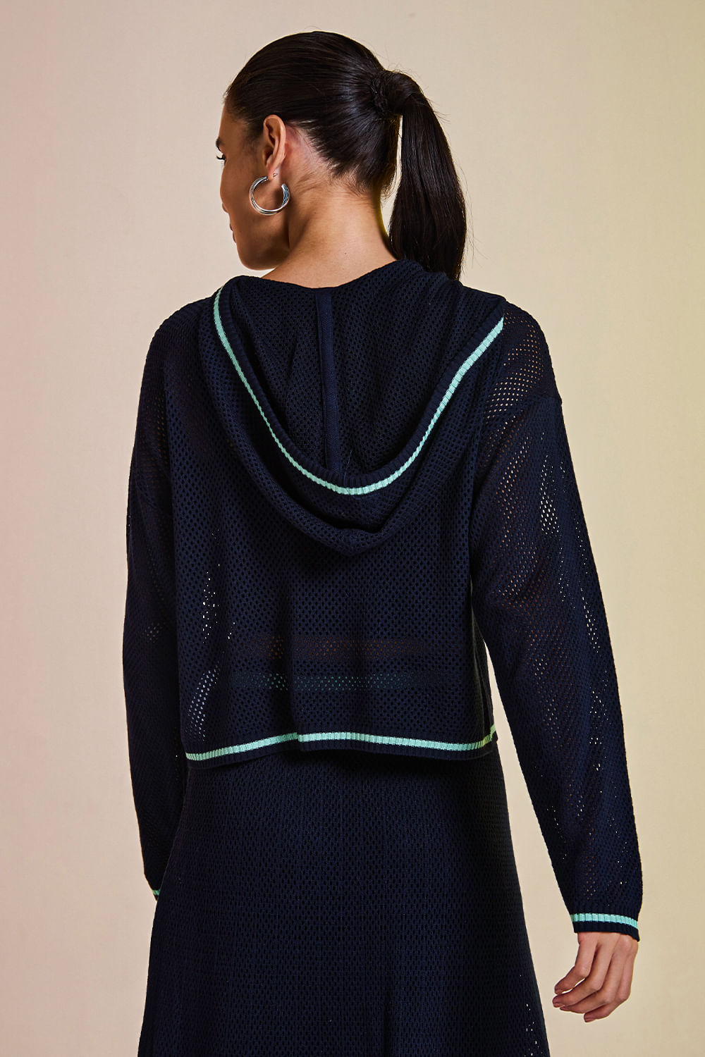Cropped Tricot Eloá Com Top Marinho e Verde Jelly