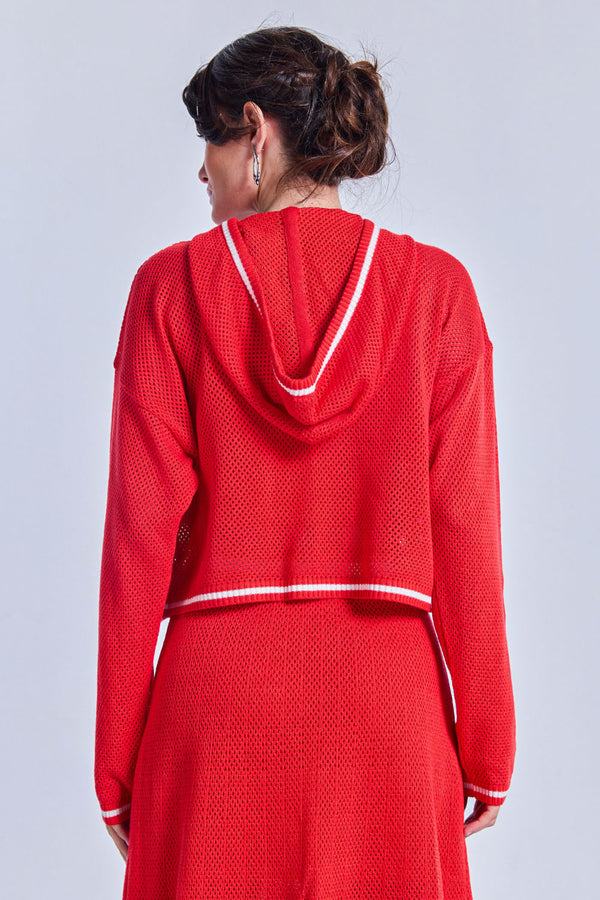 Cropped Tricot Eloá Com Top Vermelho Magma E Off White